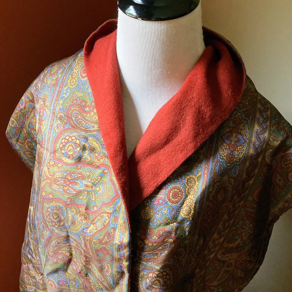 PIERRE BALMAIN Vintage Scarf in Maroon/Multicolor Paisley, VGUC - Picture 6 of 16